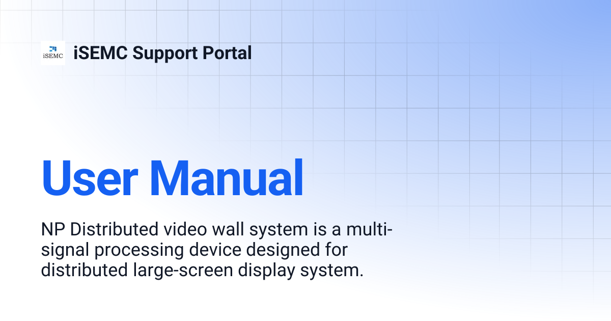 User Manual | iSEMC Support Portal